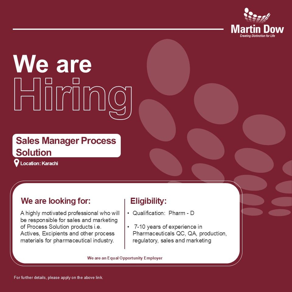 Martin Dow Limited Jobs Sales Manager Process Solution 1