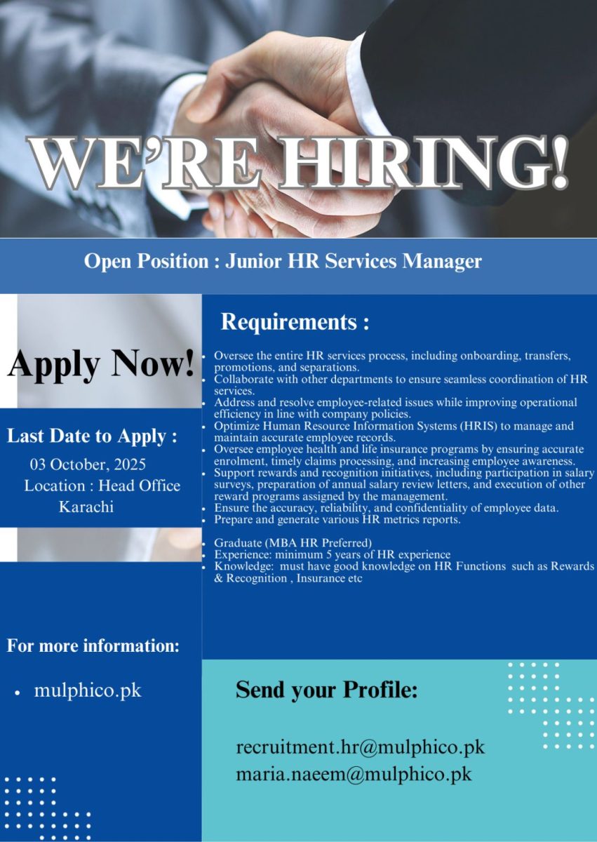 Muller & Phipps Pakistan Pvt Ltd Jobs Junior HR Services Manager 1