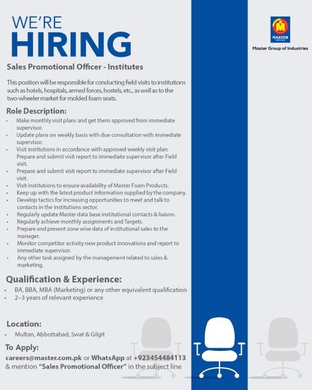 Master Group Of Industries Jobs Sales Pomotional Officer Institutes 1