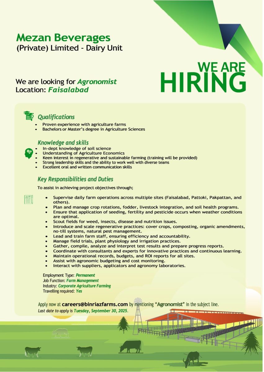 Mezan Beverages (Private) Limited Jobs Agronomist 1