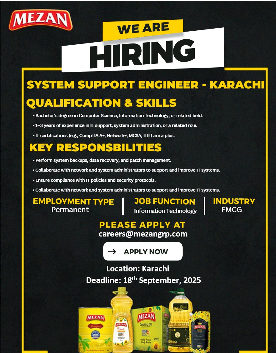 Mezan Group Jobs System Support Engineer 1