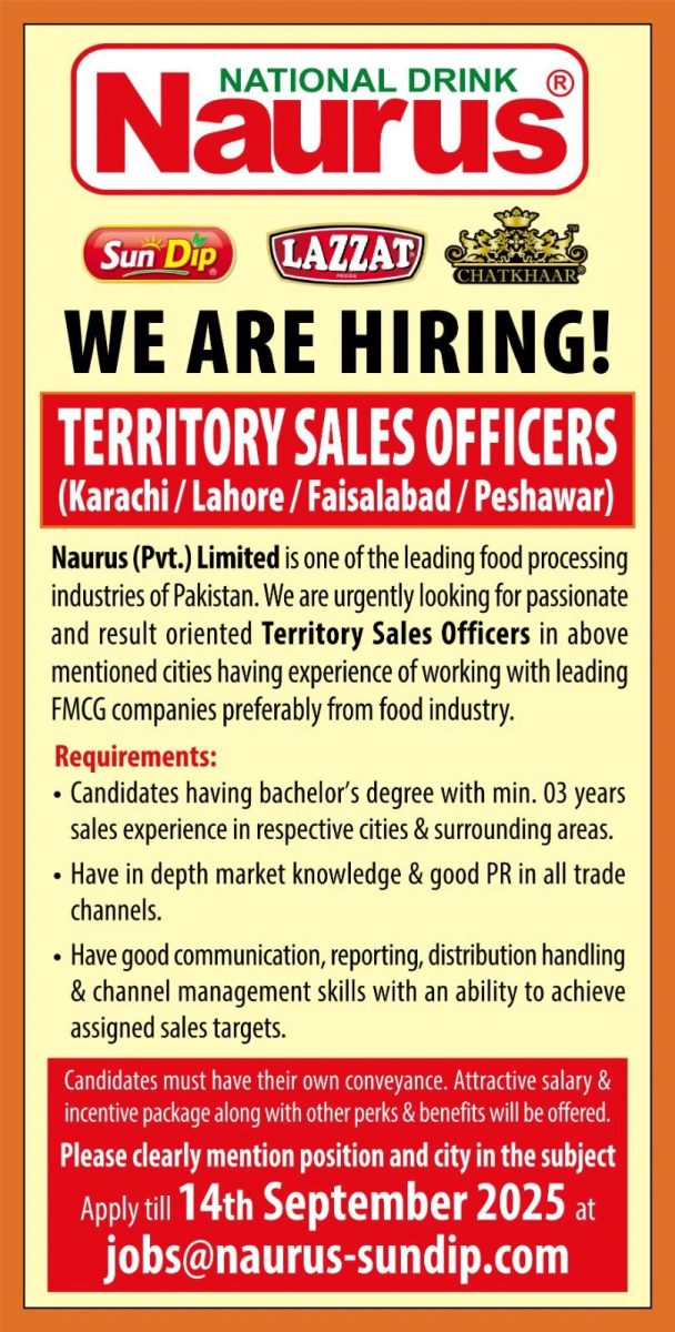 Naurus Pvt Ltd Jobs Territory Sales Officers 1