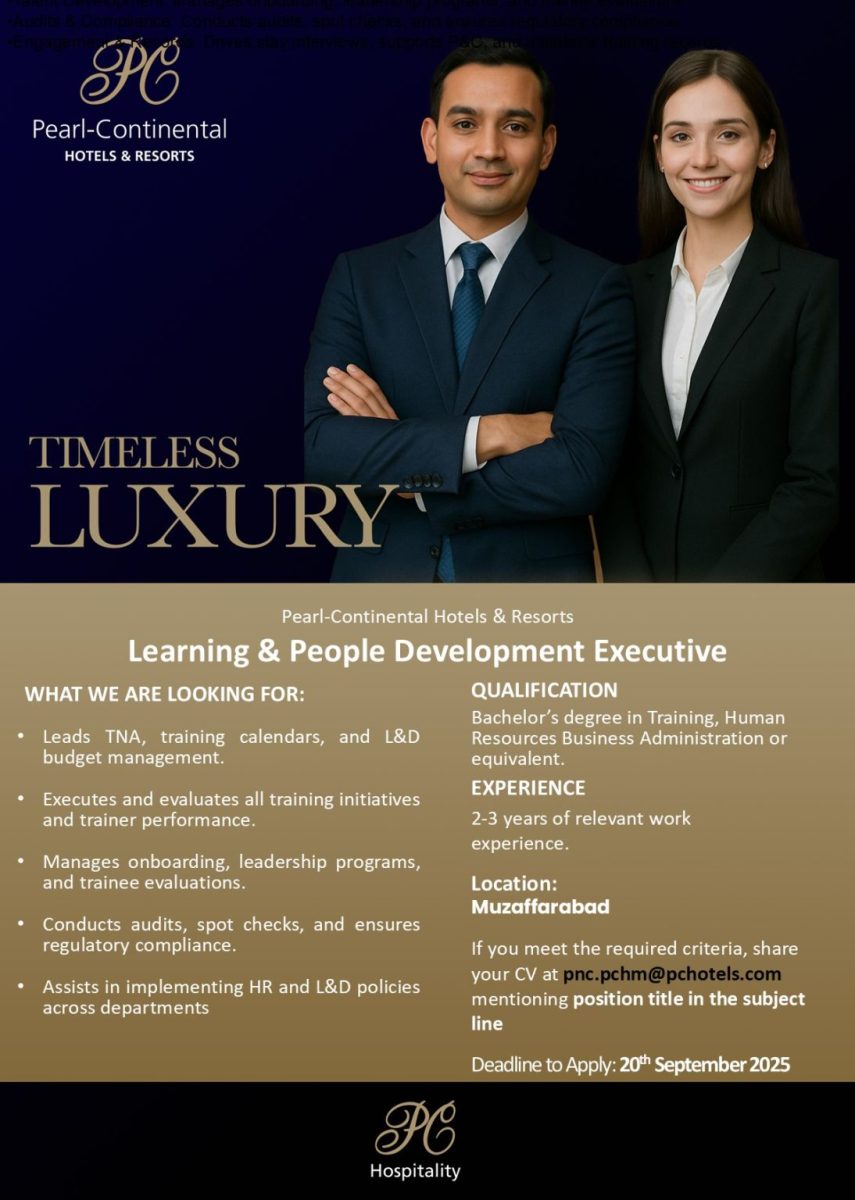 Pearl-Continental Hotels & Resorts Jobs Learning & People Development Executive 1