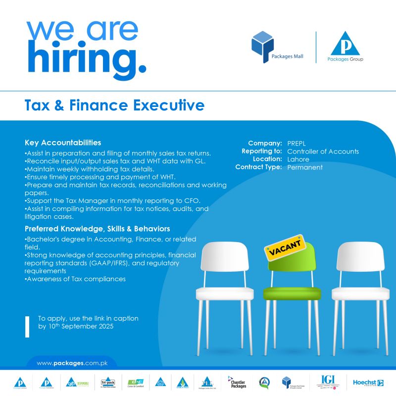 Packages Group Jobs Tax & Finance Executive 1
