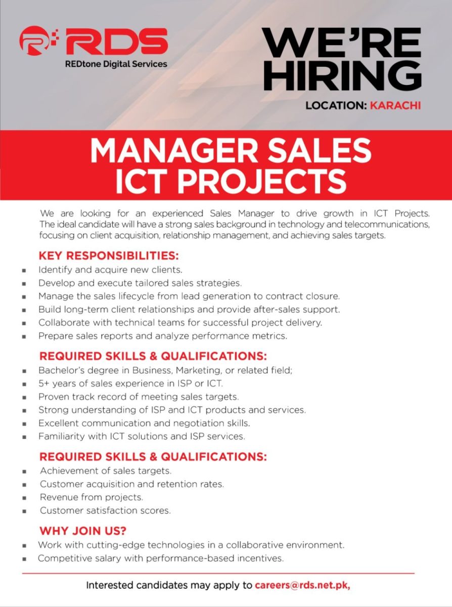 RDS Redtone Digital Services Jobs Manager Sales ICT Projects  1