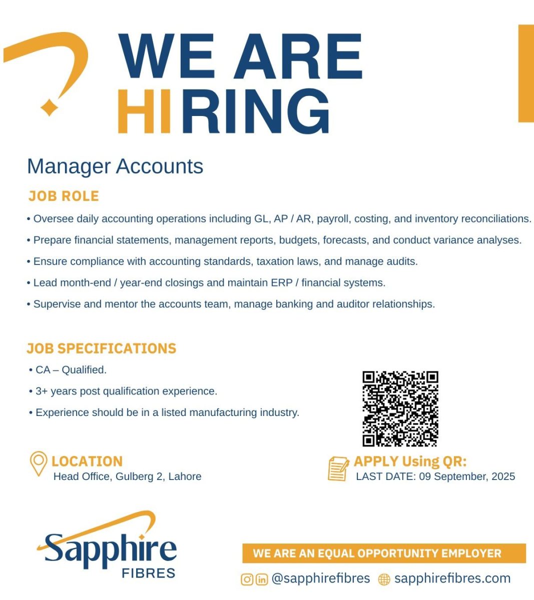 Sapphire Fibres Limited Jobs Manager Accounts 1