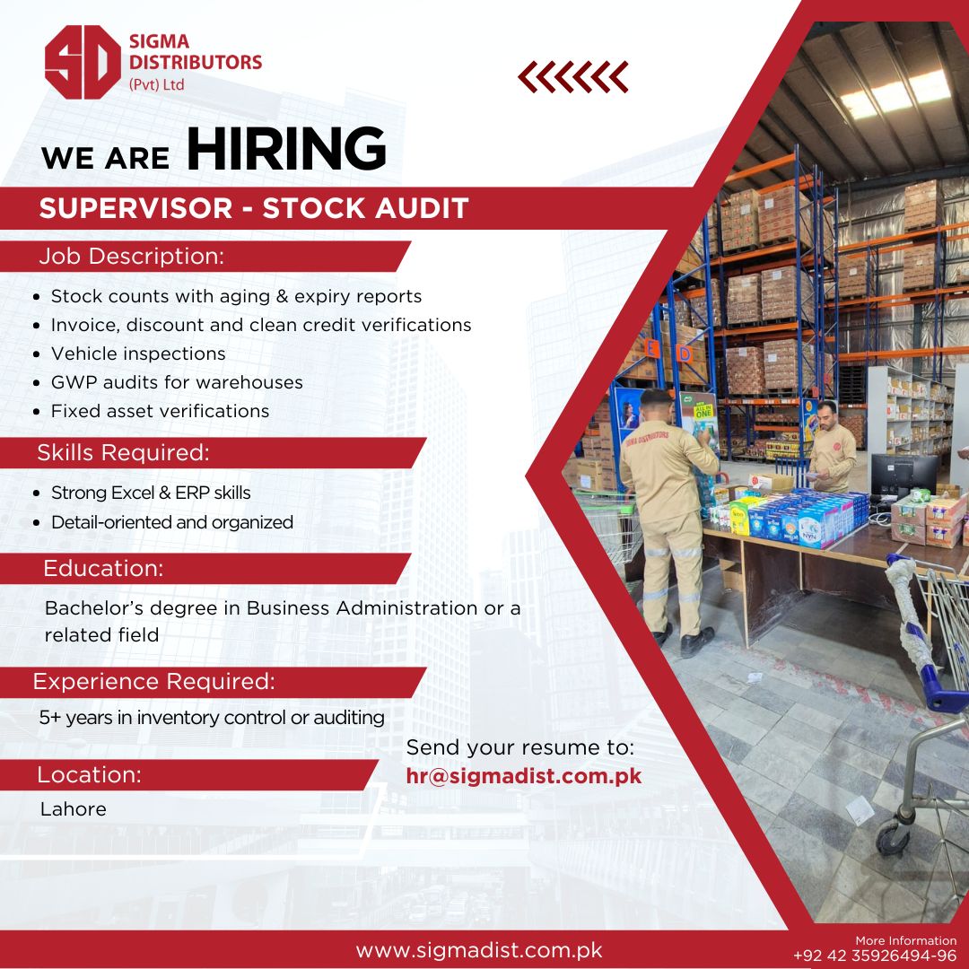Sigma Distributors Pvt Ltd Jobs Supervisor Stock Audit 1