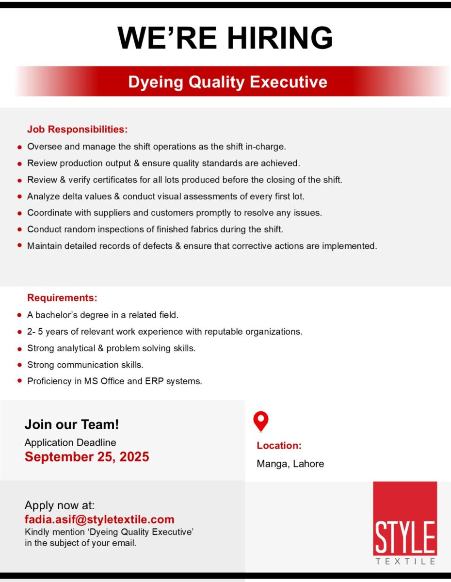 Style Textile Pvt Ltd Jobs Dyeing Quality Executive 1