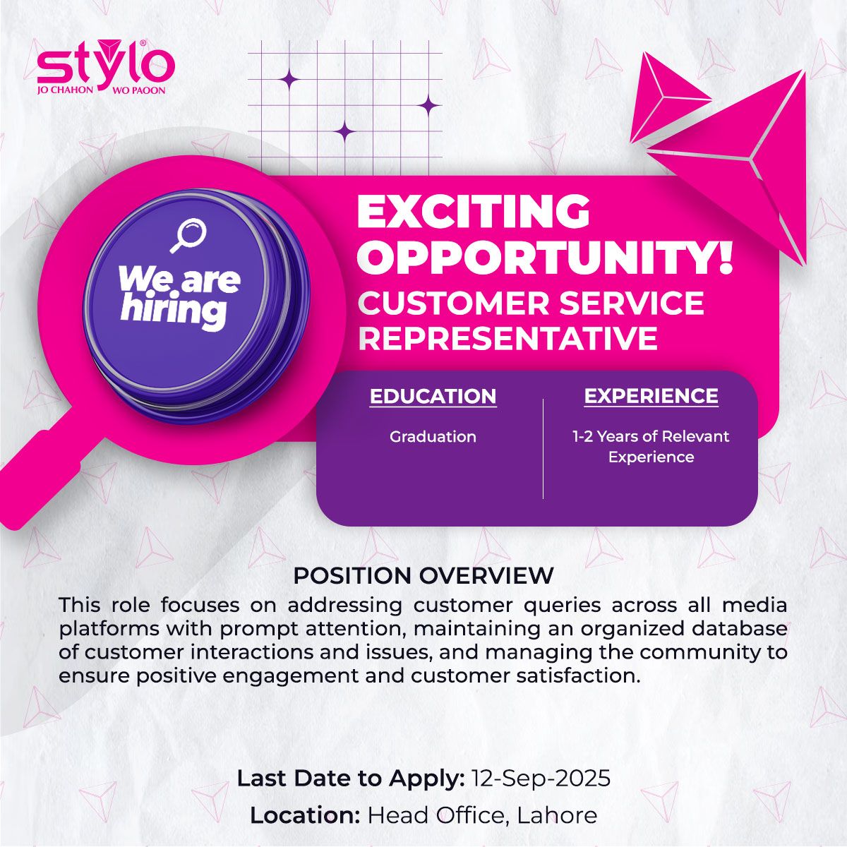 Stylo Pvt Ltd Jobs Customer Service Representative 1