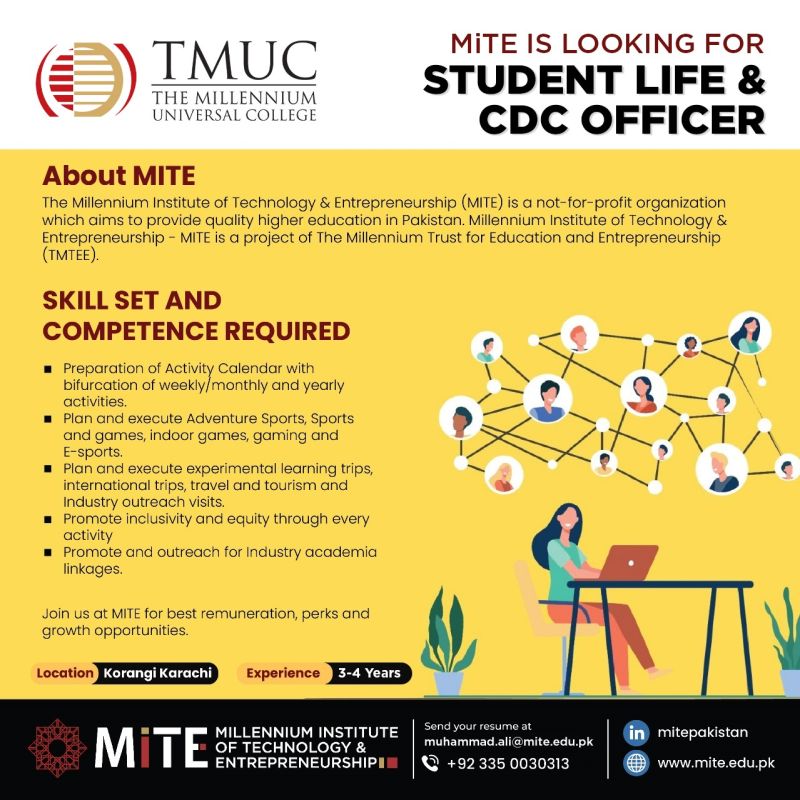 TMUC The Millennium Universal College Jobs Student Life & CDC Officer 1