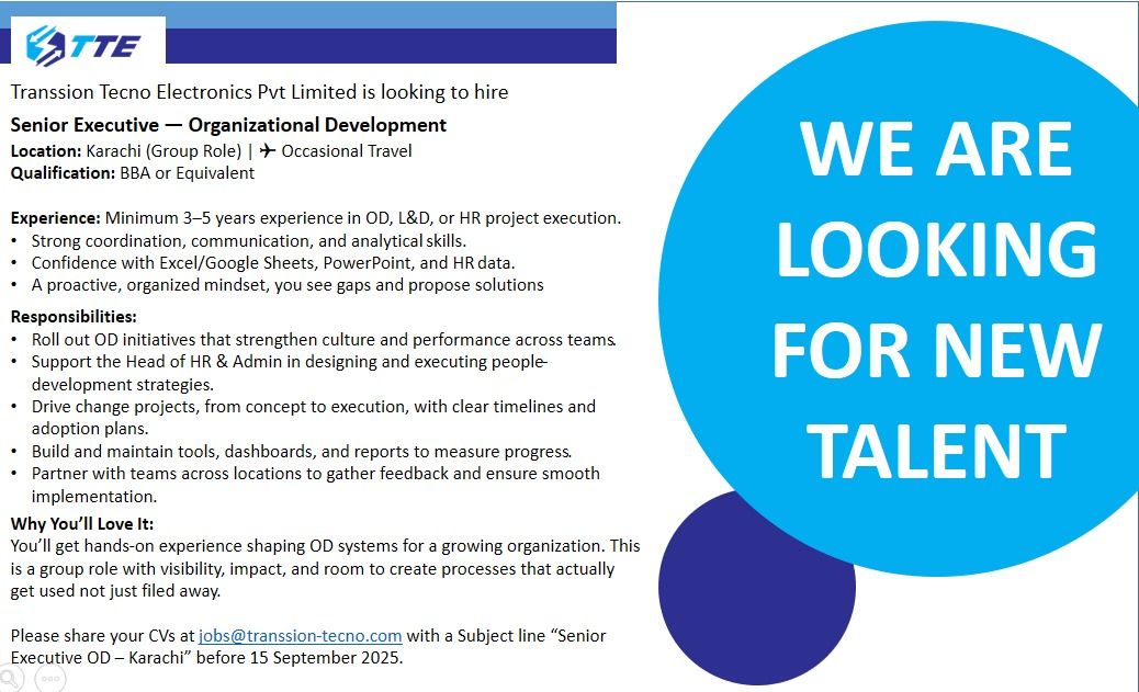 Transsion Techno Electronic Pvt Ltd Jobs Senior Executive Organizational Development 1