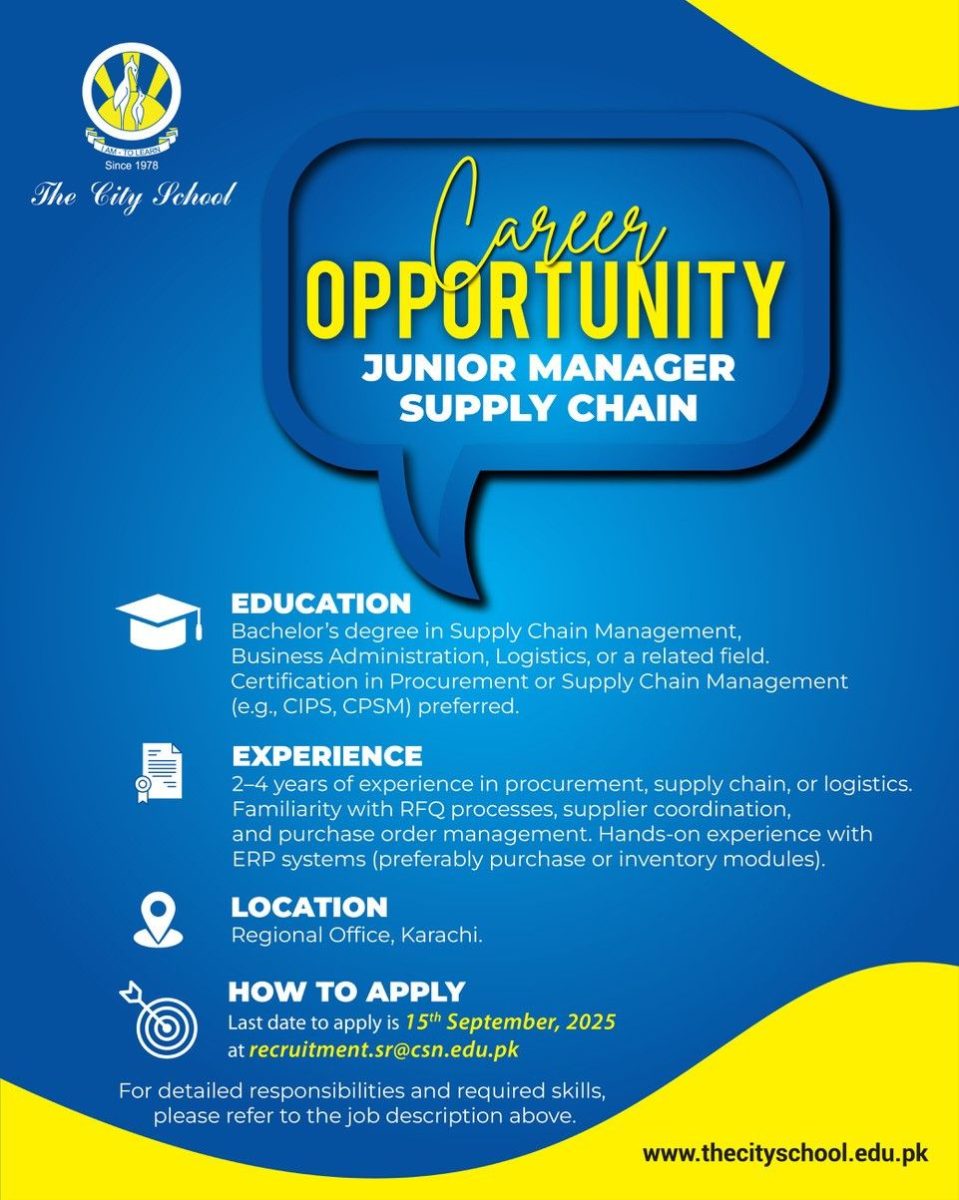 The City School Jobs Junior Manager Supply Chain 1
