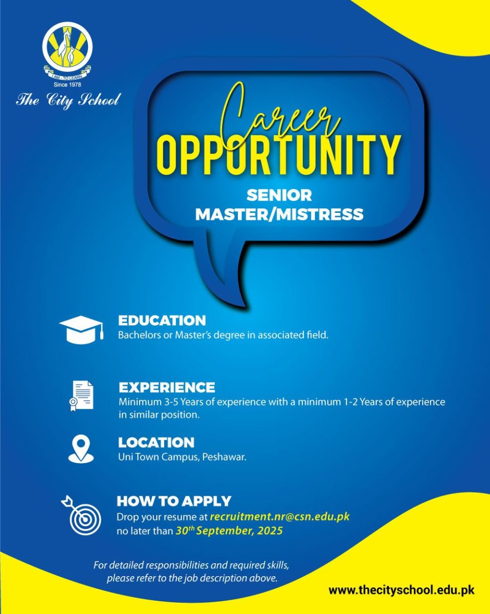 The City School Jobs Senior Master/Mistress 1