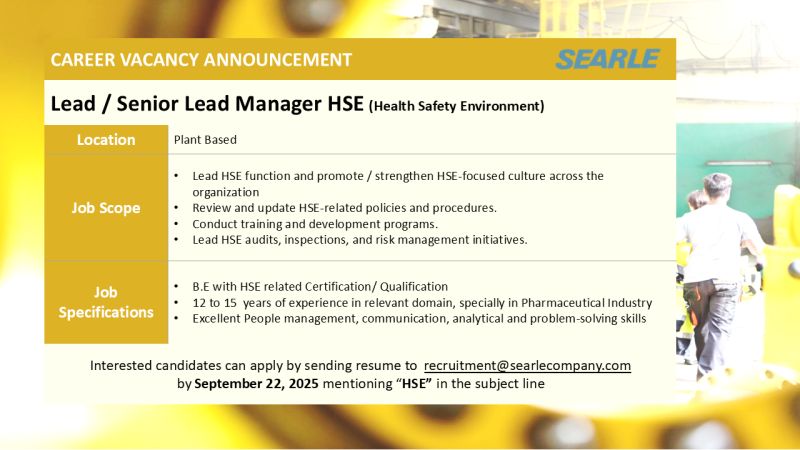 The SEARLE Company Jobs Lead / Senior Lead Manager HSE 1