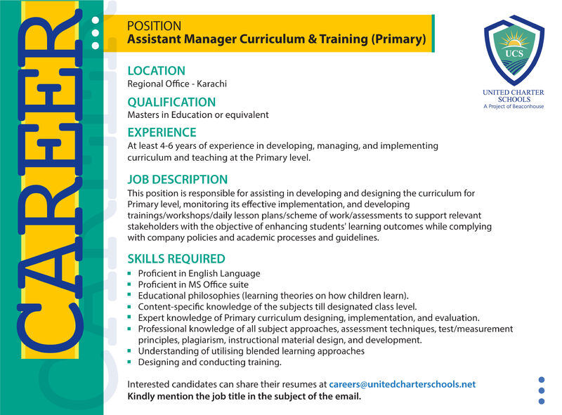 United Charter Schools Jobs Assistant Manager Curriculum & Training (Primary) 1