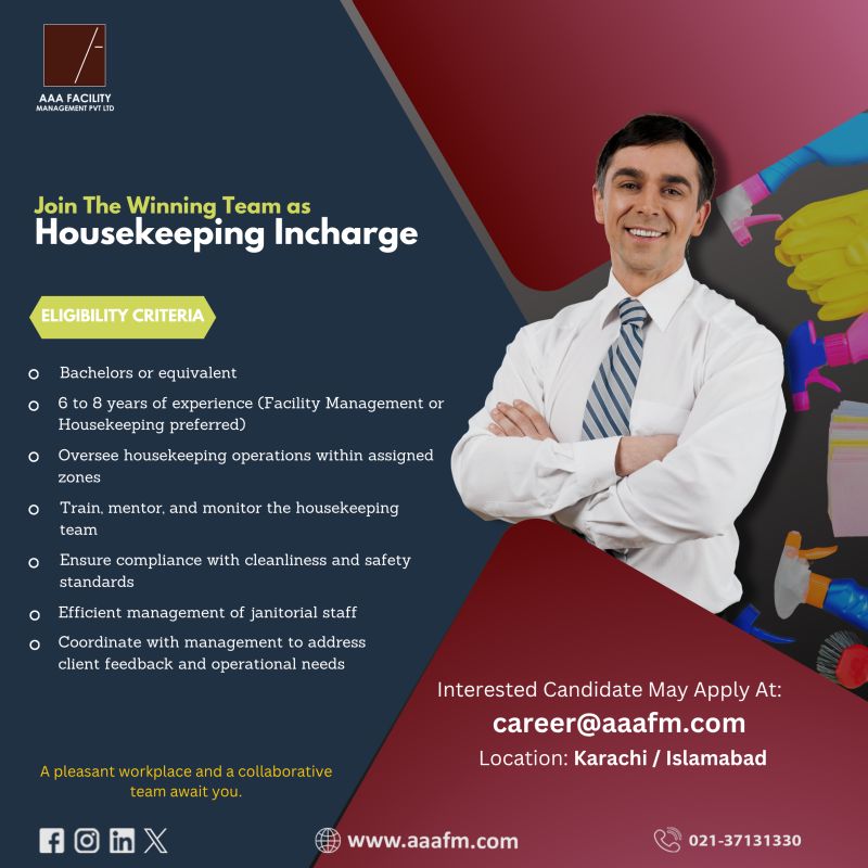 AAA Facility Management Jobs Housekeeping Incharge 1