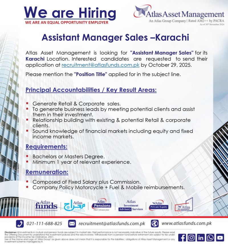 Atlas Asset Management Jobs Assistant Manager Sales 1