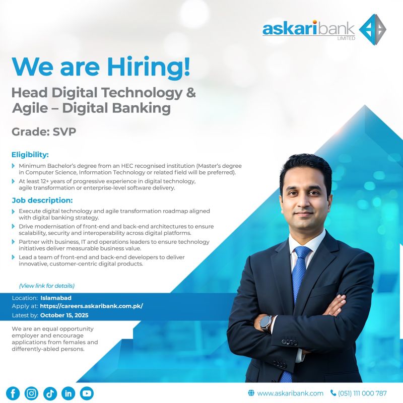 Askari Bank Limited Jobs Head Digital Technology & Agile 1