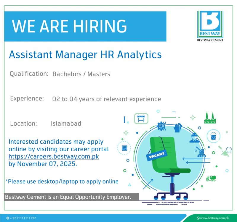 Bestway Cement Limited Jobs Assistant Manager HR Analytics 1