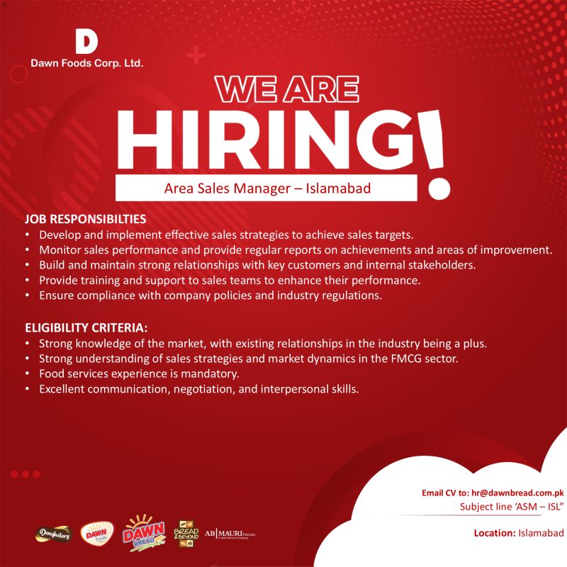 Dawn Foods Corporation Ltd Jobs Area Sales Manager 1