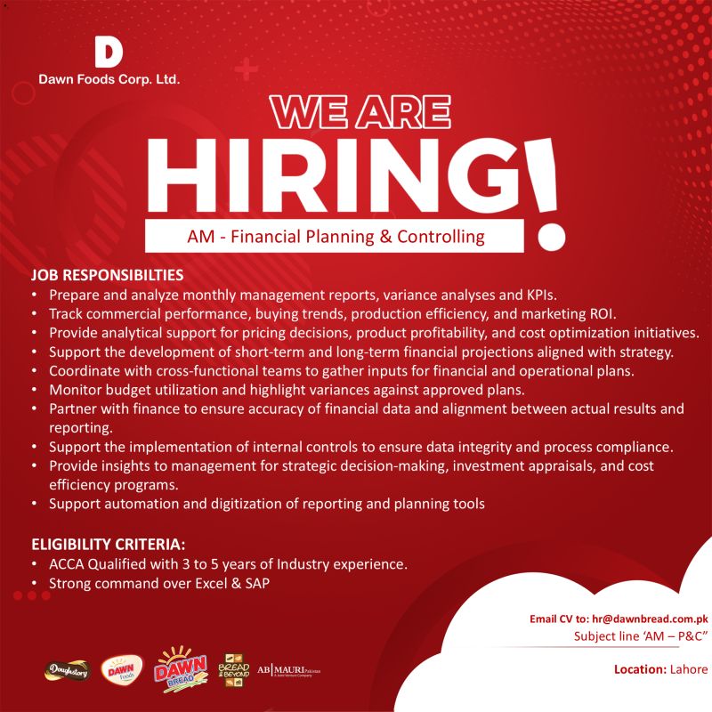 Dawn Food Corporation Limited Jobs Assistant Manager Financial Planning & Controlling 1
