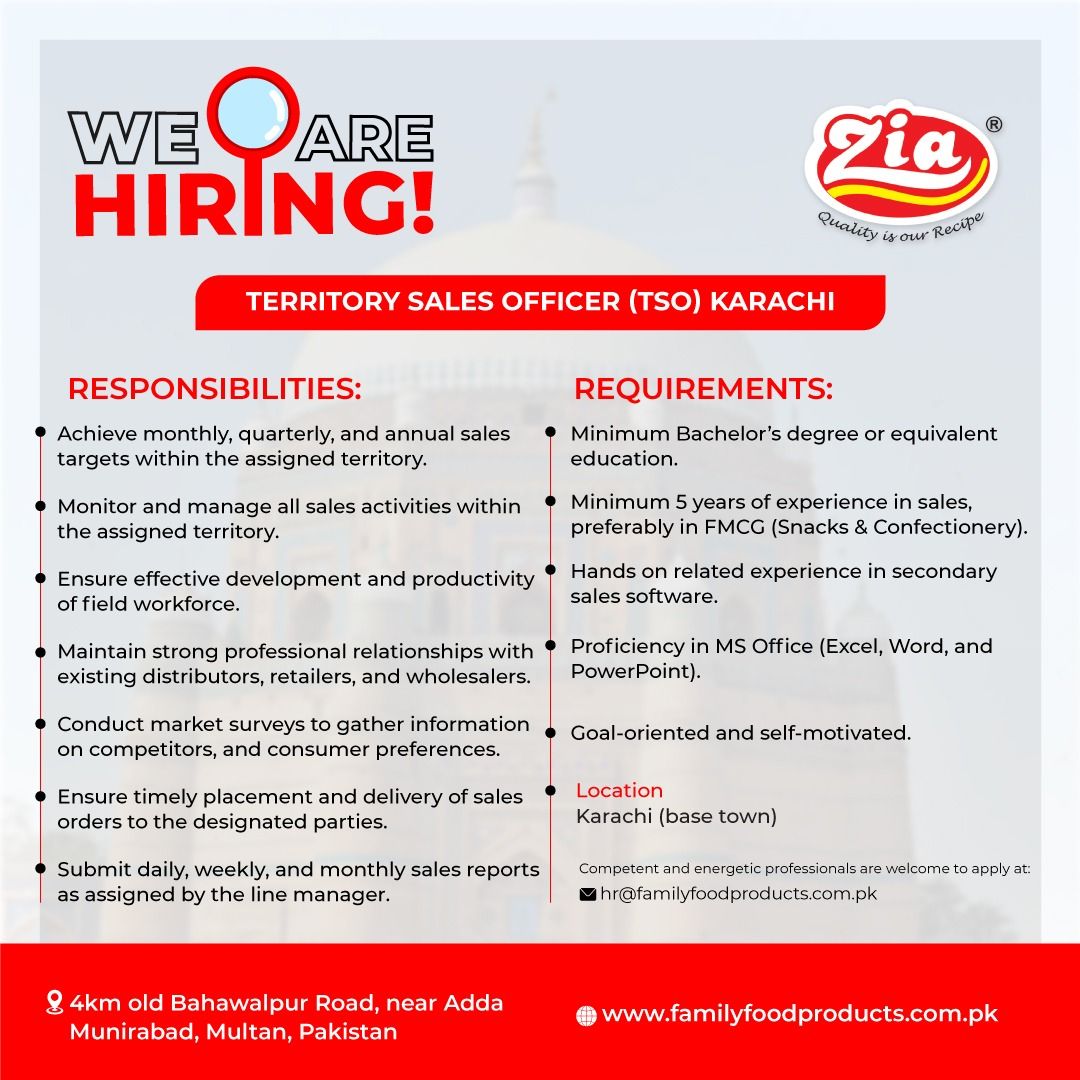 Family Food Products Jobs Territory Sales Officer (TSO) 1