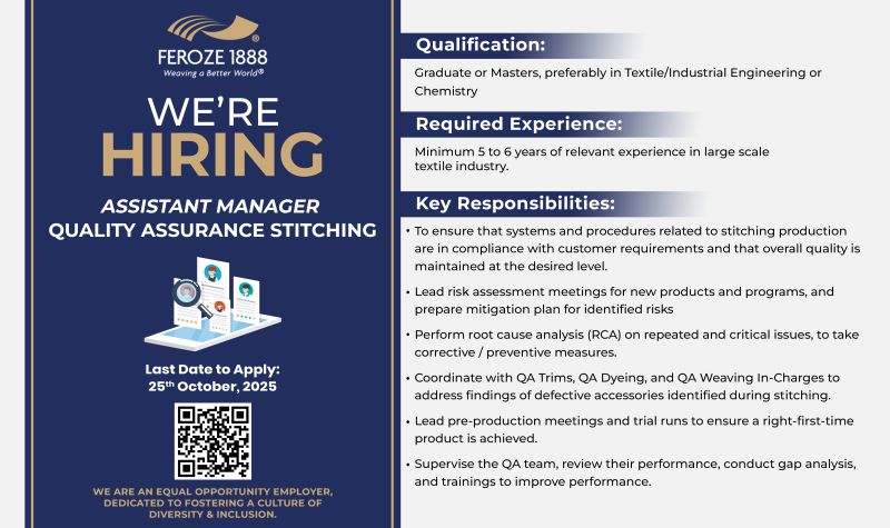 Feroze1888 Mills Ltd Jobs Assistant Manager Quality Assurance 1