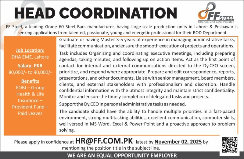 FF Steel Jobs Head Coordination  1