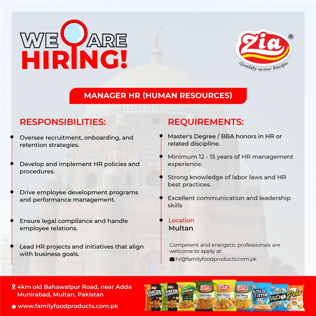 Family Food Products Jobs Manager HR 1