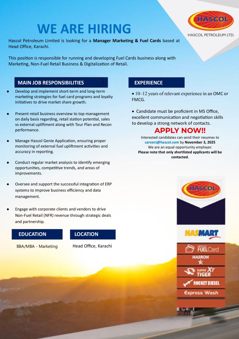 Hascol Petroleum Limited Jobs November 2025  1