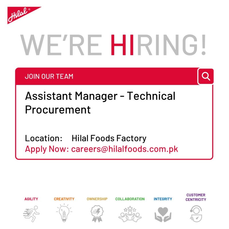 Hilal Foods Pvt Ltd Jobs Assistant Manager Technical Procurement  1
