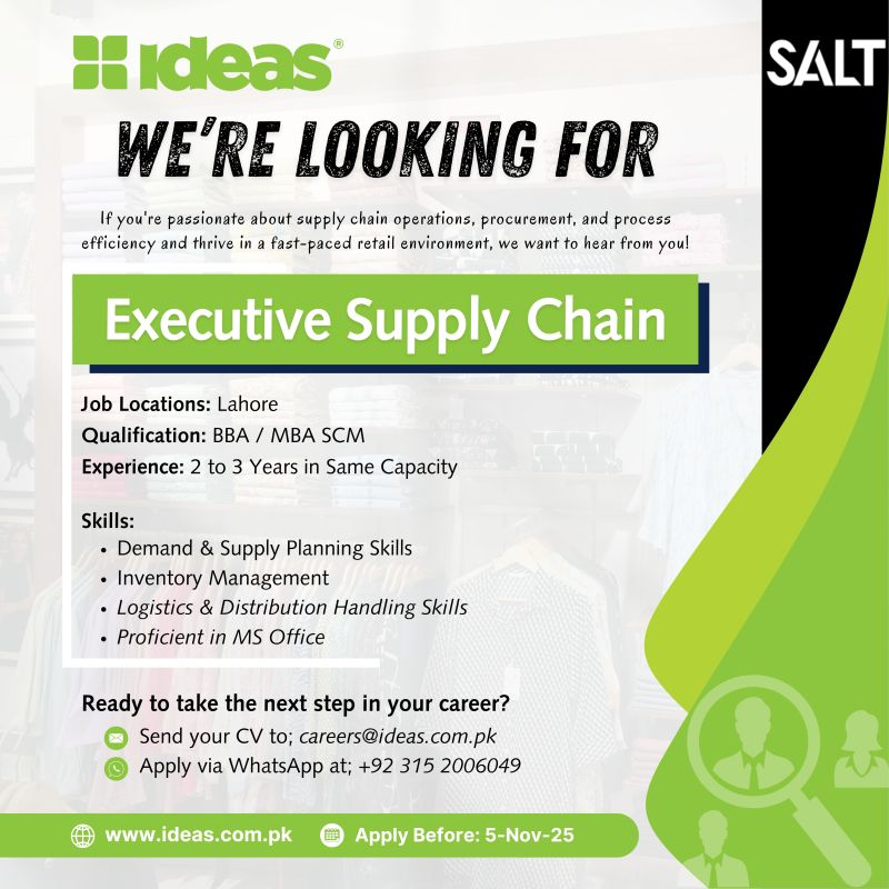 IDEAS By GulAhmed Jobs Executive Supply Chain  1