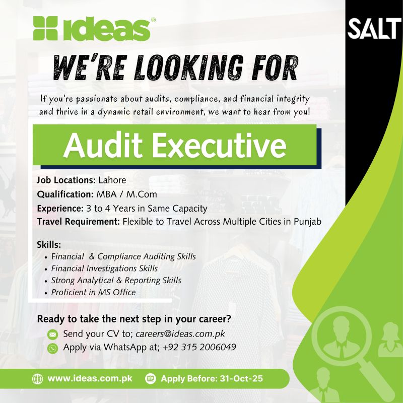 IDEAS By GulAhmed Jobs Audit Executive 1