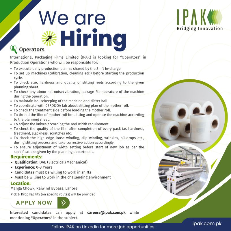 International Packaging Films Limited (IPAK) Jobs Operators 1