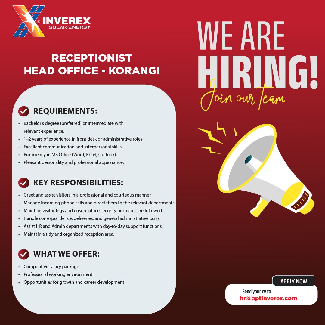 Inverex Solar Energy Jobs Receptionist 1