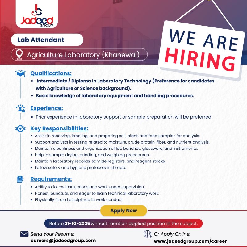 Jadeed Group Jobs Lab Attendant 1