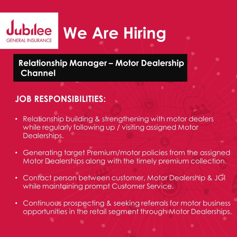 Jubilee General Insurance Jobs Relationship Manager 1