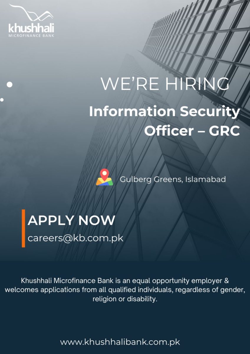 Khushhali Microfinance Bank Limited Jobs Information Security Officer GRC 1