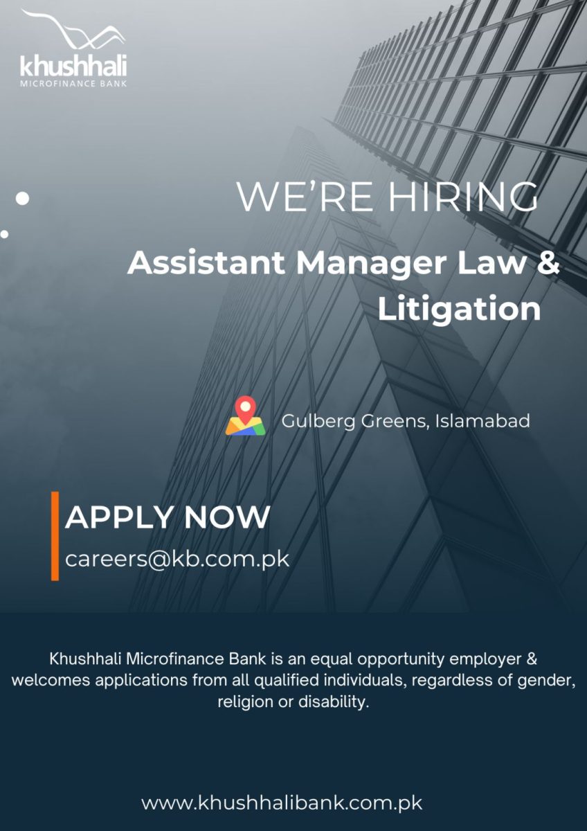 Khushhali Microfinance Bank Limited Jobs Assistant Manager Law and Litigation 1