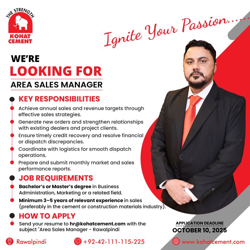 Kohat Cement Company Ltd Jobs Area Sales Manager (Project Sales) 1