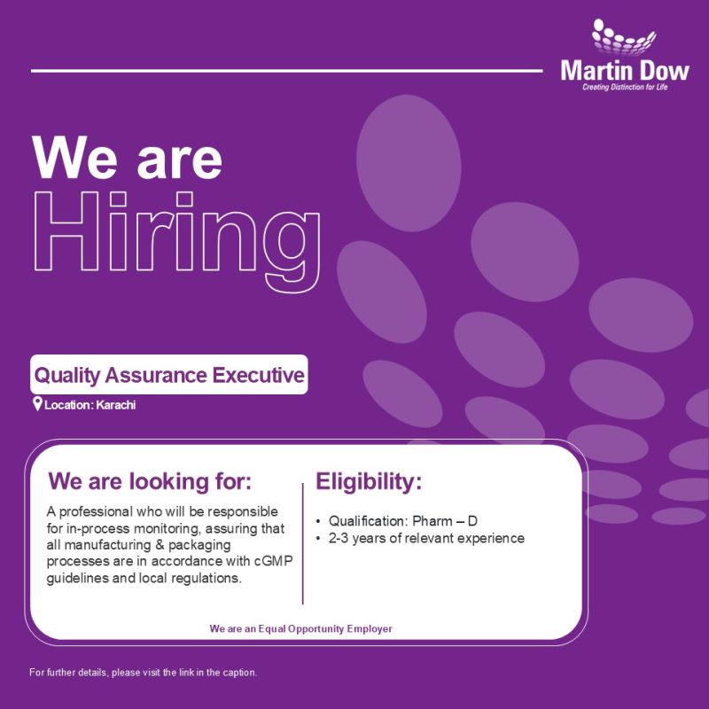 Martin Dow Limited Jobs Quality Assurance Executive 1