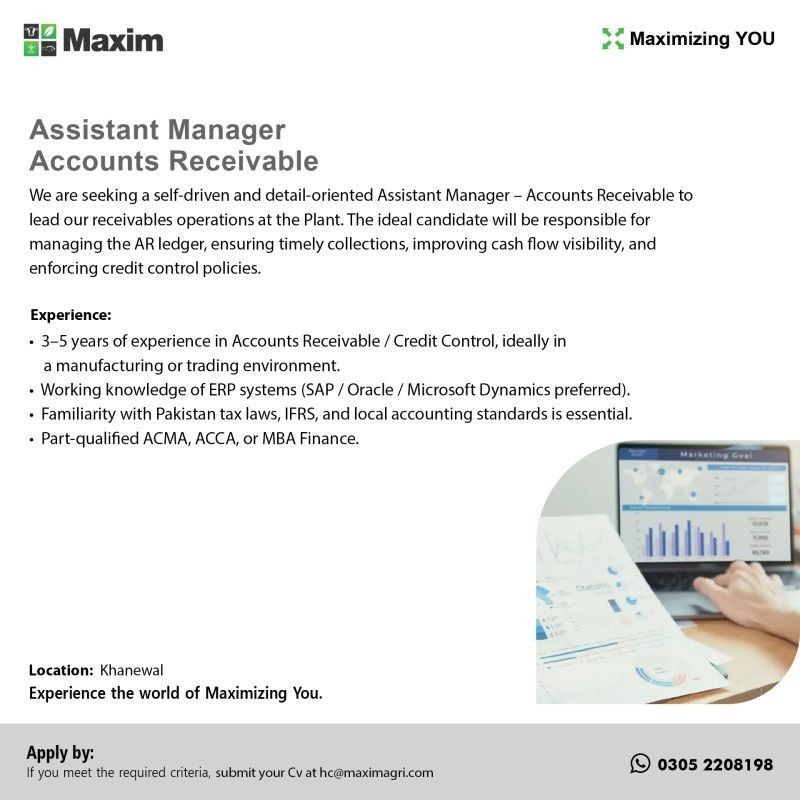 Maxim Agri Pvt Ltd Jobs Assistant Manager Accounts Receivable 1