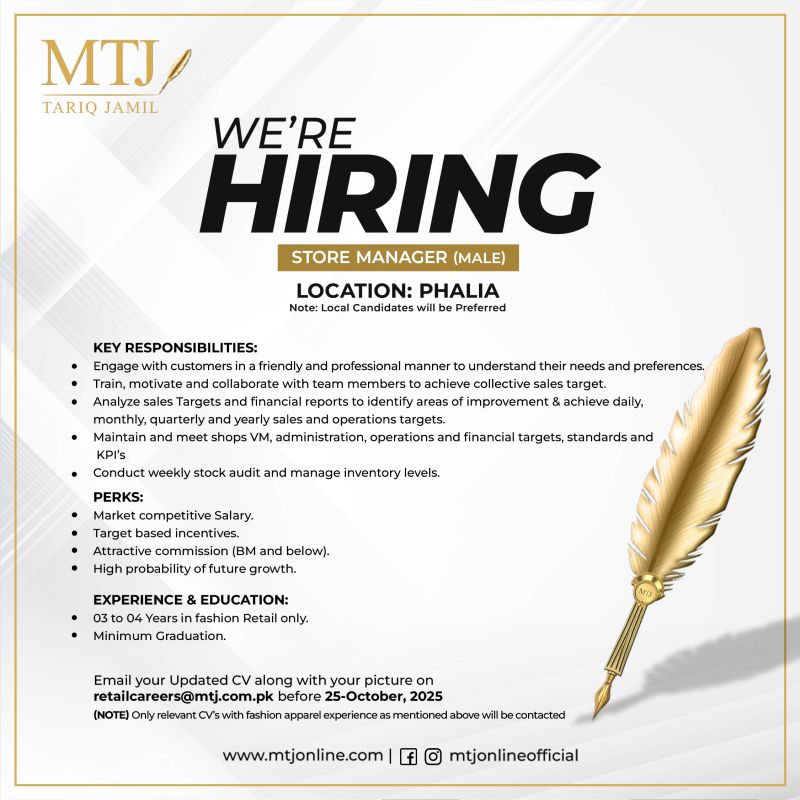 MTJ Tariq Jamil Jobs Branch Manager 1