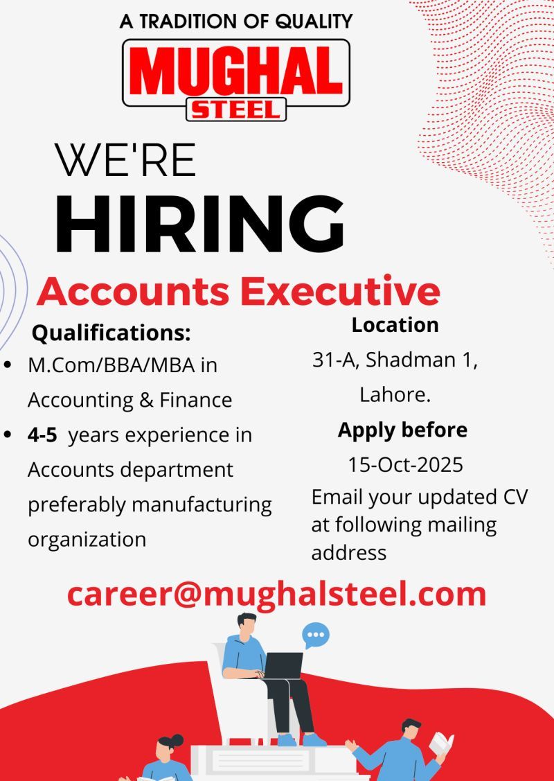 Mughal Steel Jobs Accounts Executive 1