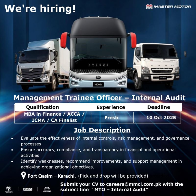 Master Motor Jobs Management Trainee Officer Internal Audit 1