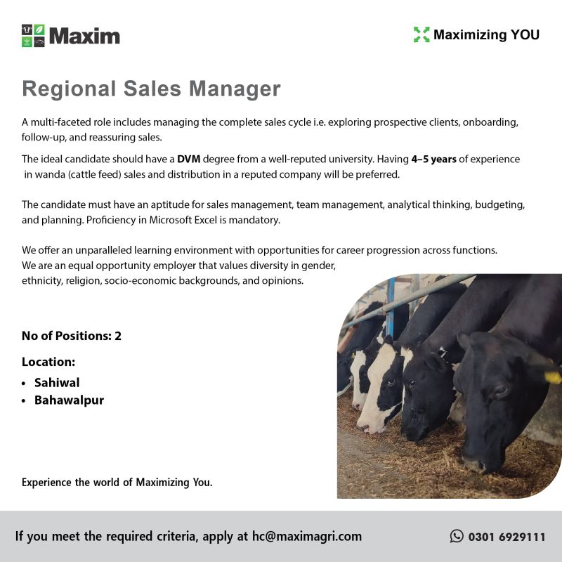 Maxim Agri Pvt Ltd Jobs Regional Sales Manager  1