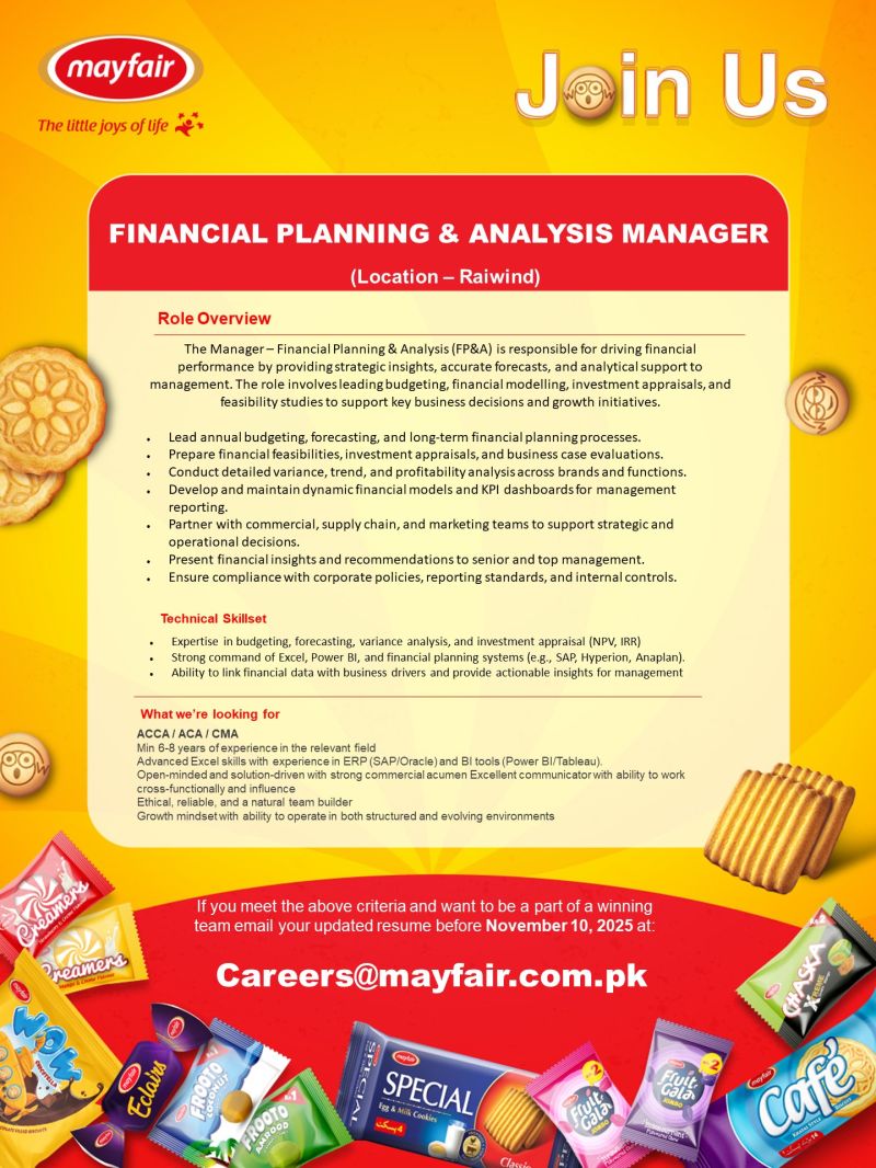 Mayfair Pakistan Jobs Financial Planning & Analysis Manager  1