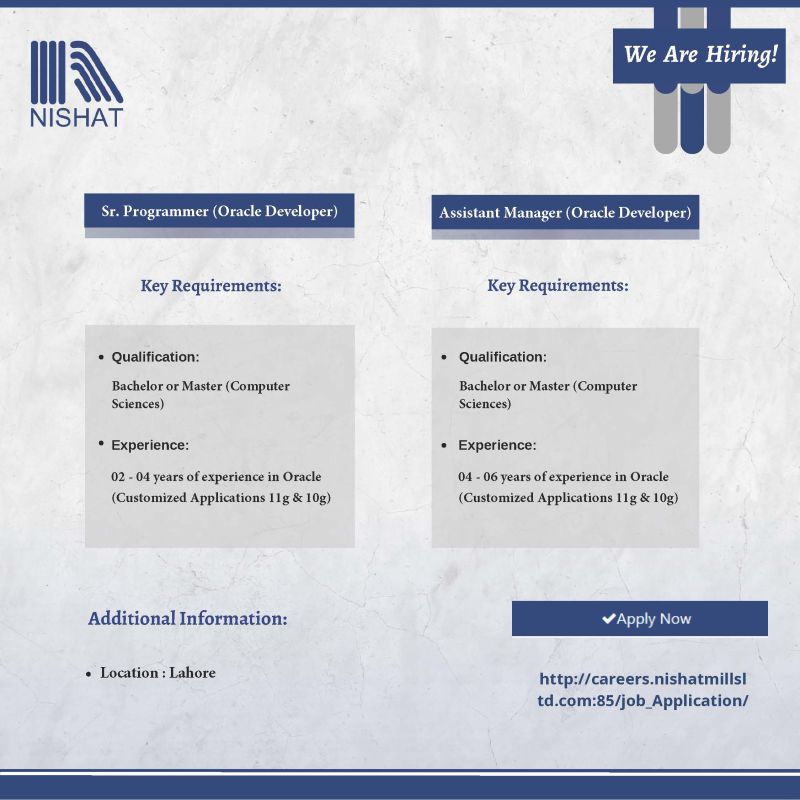 Nishat Mills Limited Jobs October 2025 1