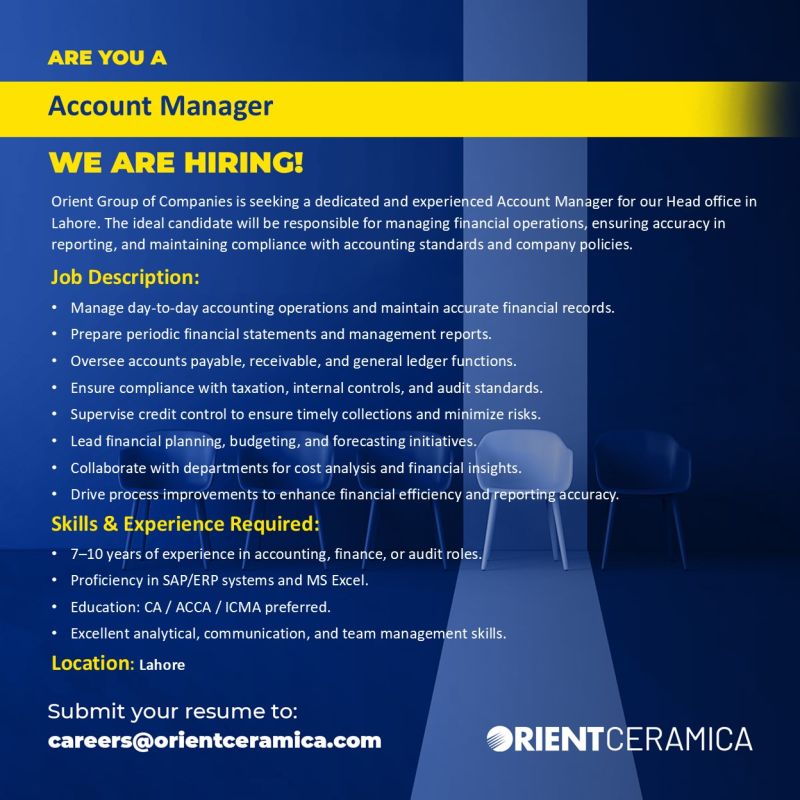 Orient Group Of Companies Jobs Account Manager 1