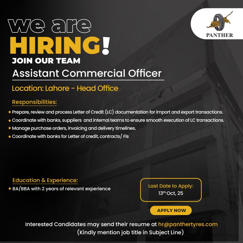 Panther Tyres Limited Jobs October 2025 1